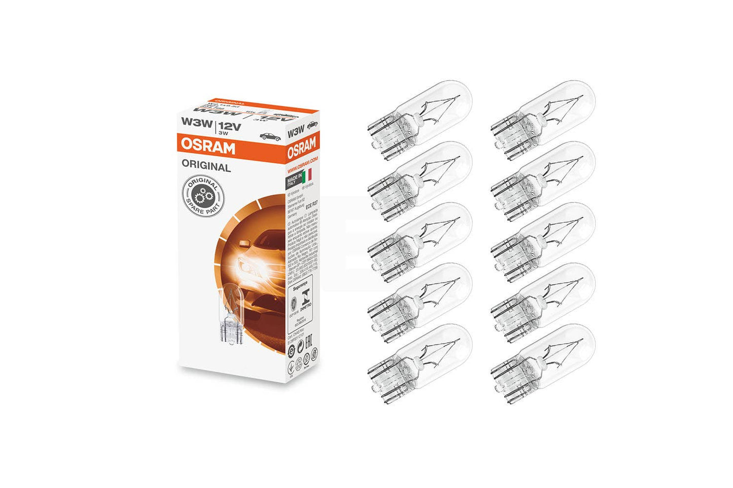 Osram Glassokkel, W3W, W2.1x9.5d, 12 V (10pk)