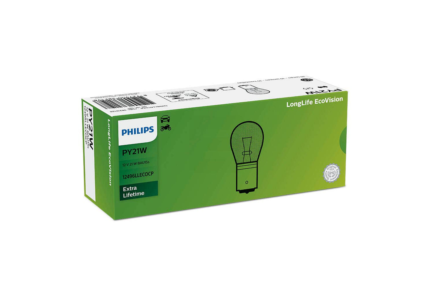 Philips bulb PY21 LongLife EcoVision P21W 12V 10 pack
