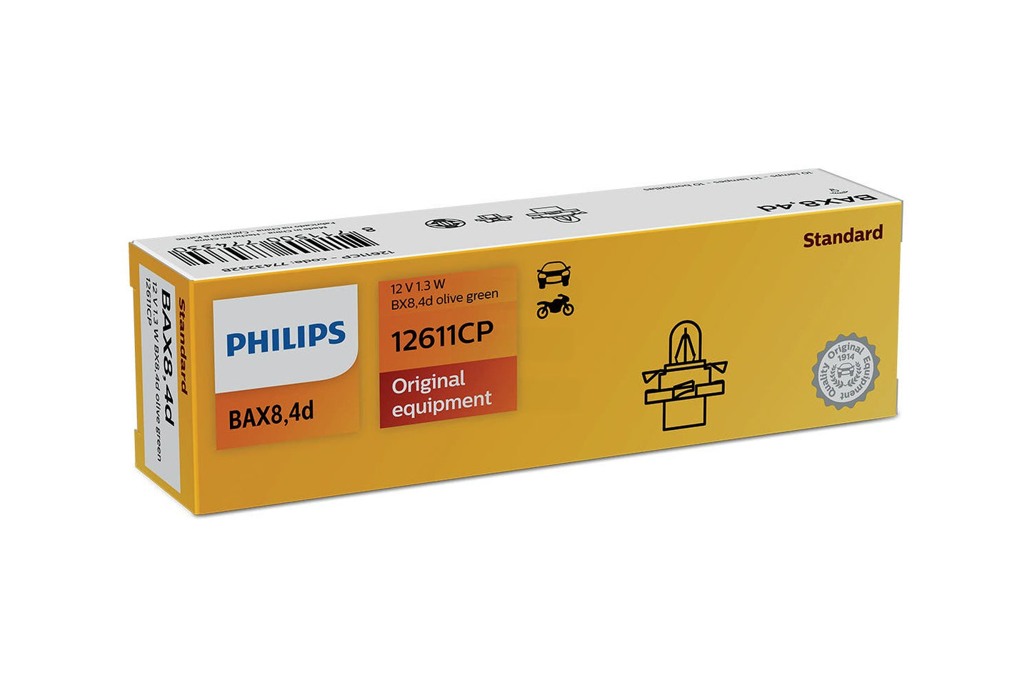 Philips bulb BX8,4D Olive Green (ex12628) Bax 12V 10 pack