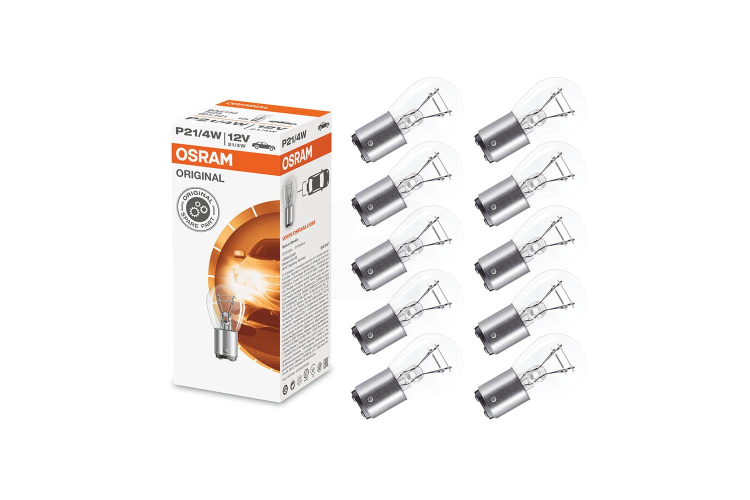 Osram Sokkellampe, P21/4W, BAZ15d,  12 V (10pk)