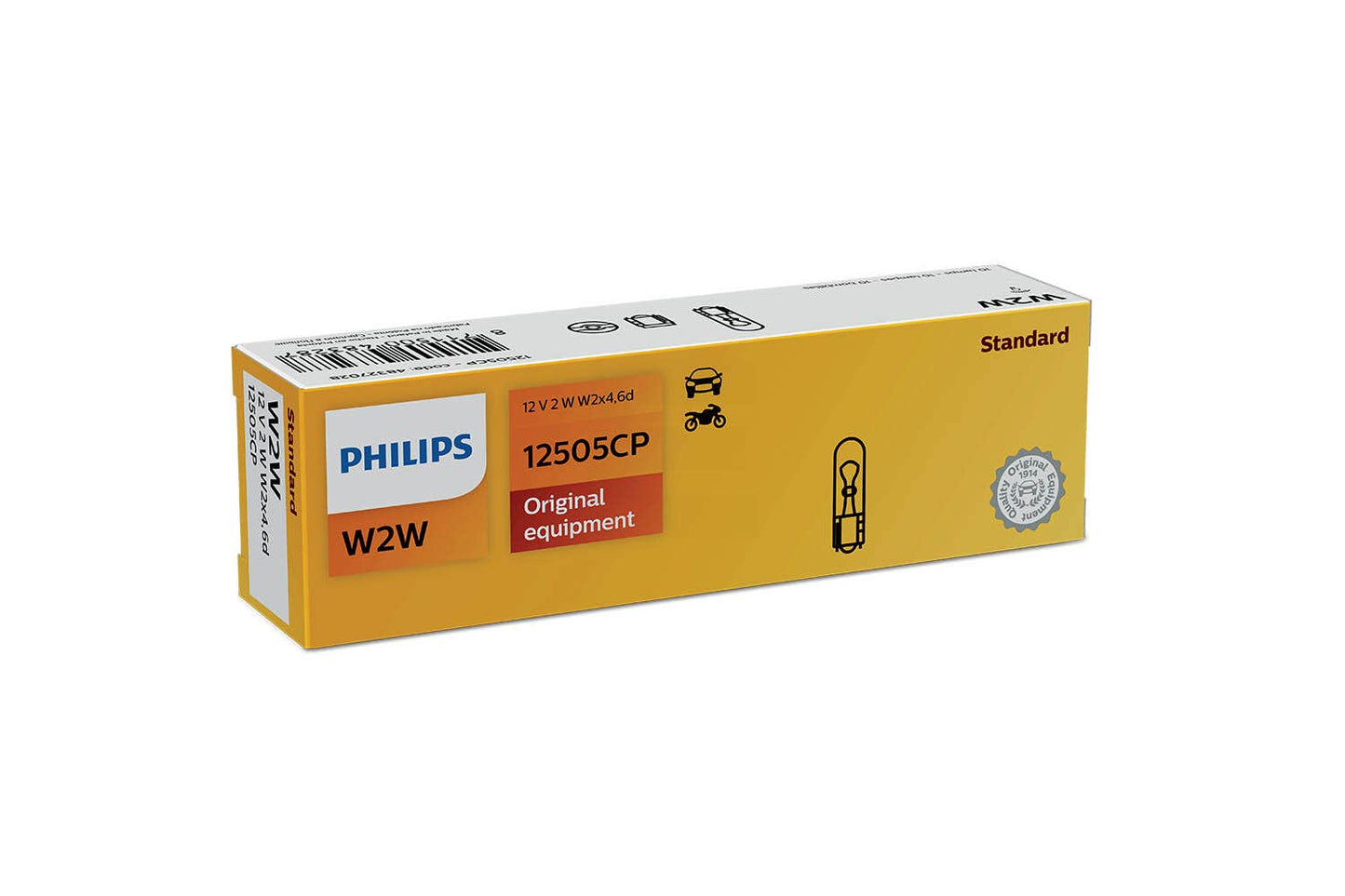 Philips bulb W1,2W - W2,3W - W2W - WBT5 Wedge Base 12V 10 pack