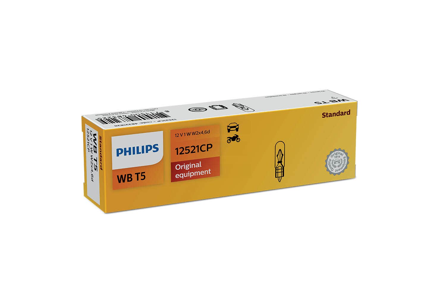 Philips bulb W1,2W - W2,3W - W2W - WBT5 Wedge Base 12V 10 pack