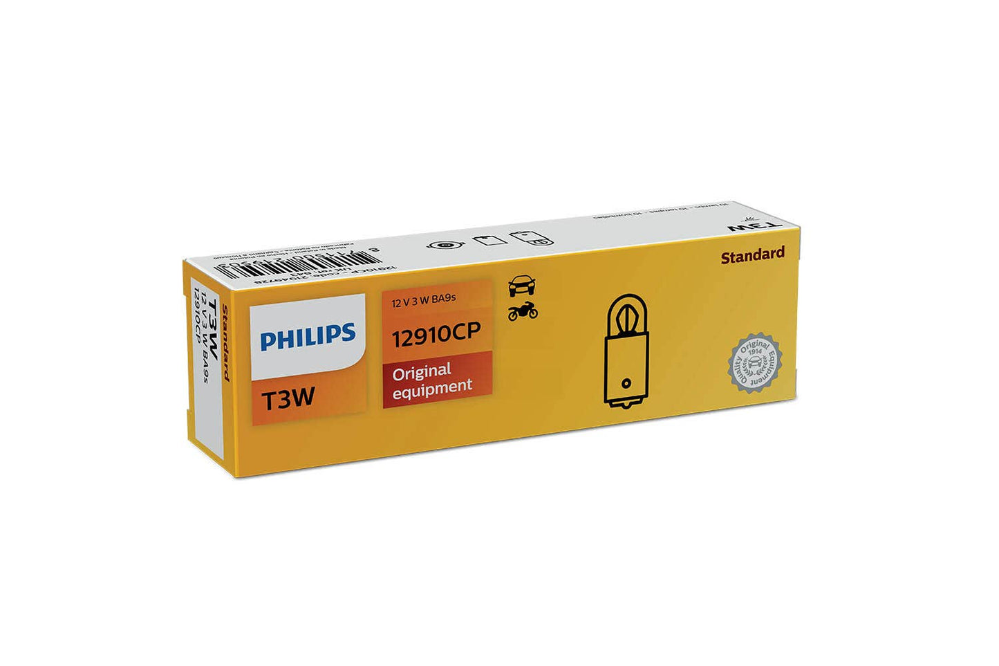 Philips bulb T2W-T3W Auxiliary lamps 12V 10 pack