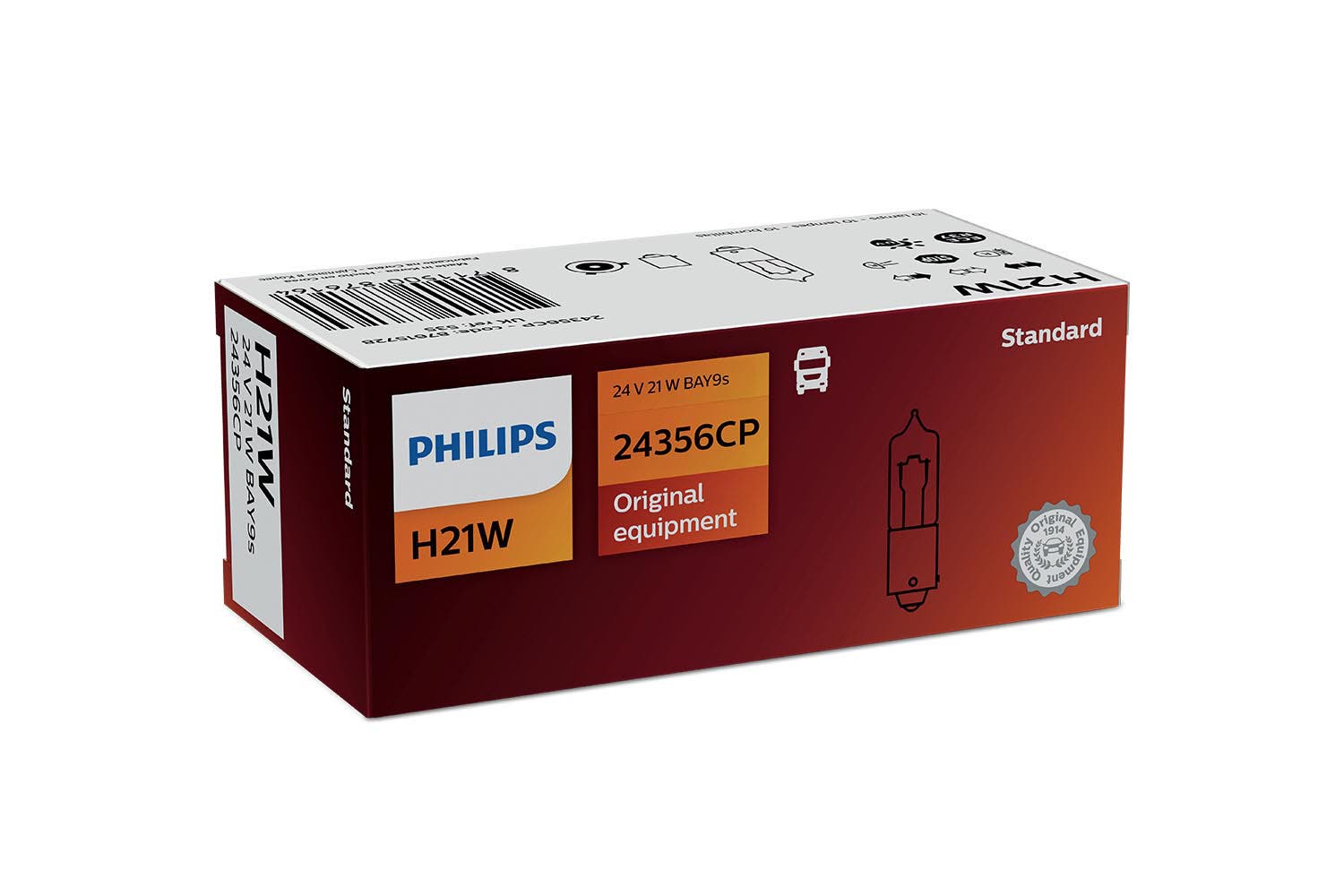 Philips bulb H21W Wedge base and miniature halogen 24V 10 pack