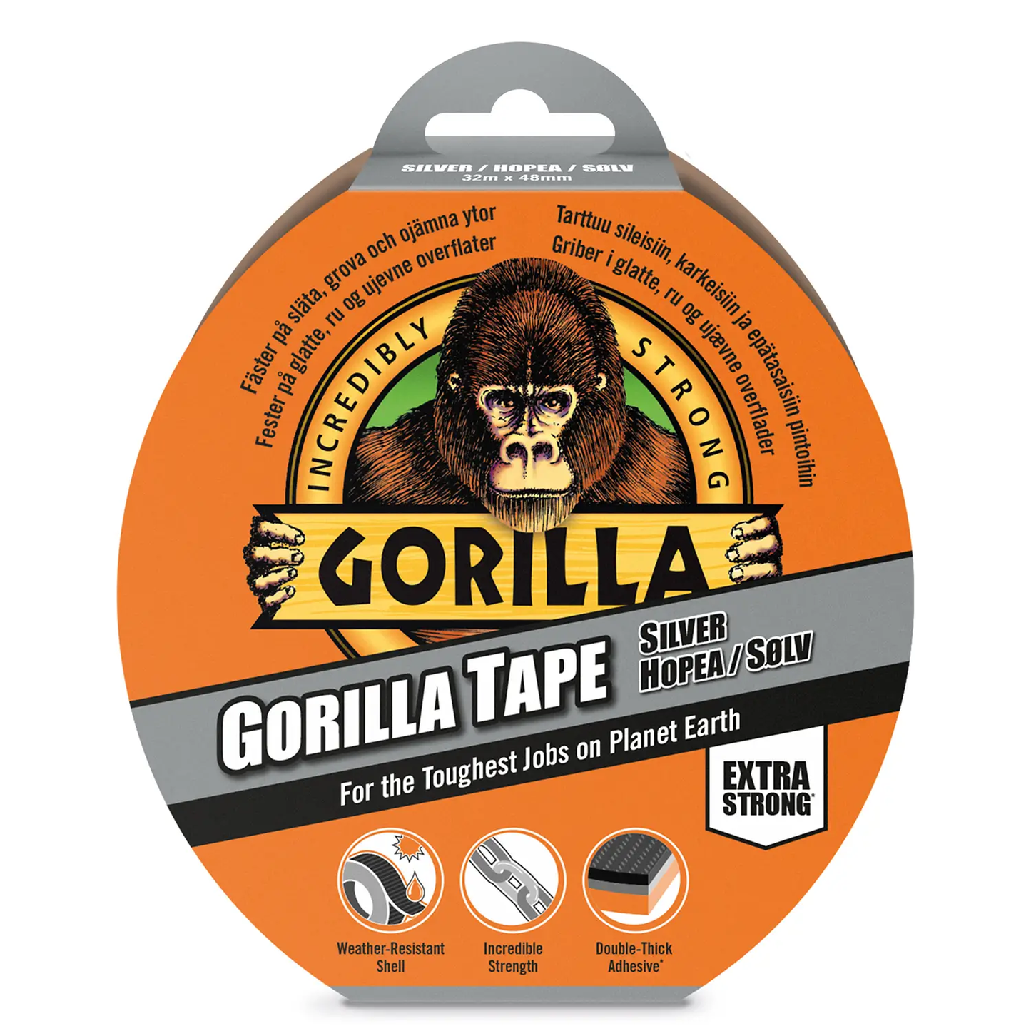 GORILLA TAPE SØLV 32M
